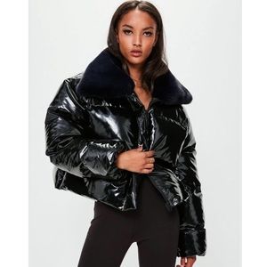 MISSGUIDED x LONDUNN BLACK PADDED VINYL JACKET